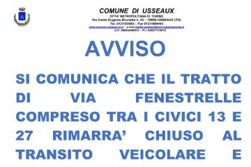 Avviso strada chiusa per lavori